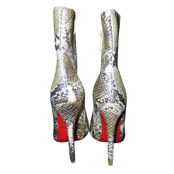 Python Embossed Faux Vegan Leather Stiletto Booties Boots Unbranded fur inside 8 - Picture 3 of 11